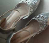 White shiny heels
