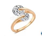 Rose Gold Plated Fashion Design Twin Zircon CZ Diamond Engag