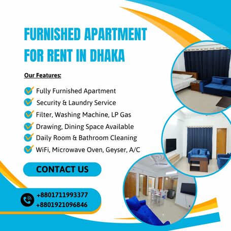Furnished 2-Bedroom Serviced Apartment Rent-Bashundhara R/A