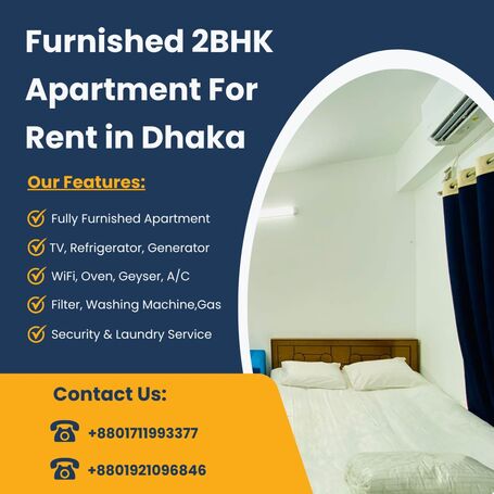 Rent a two-bedroom apartment in Baridhara that is furnished for a comfortable stay