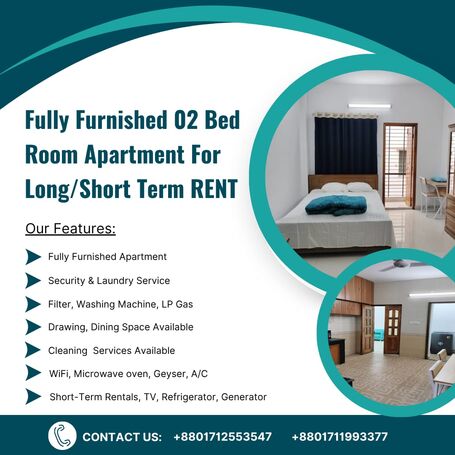 There are two-room furnished serviced apartments