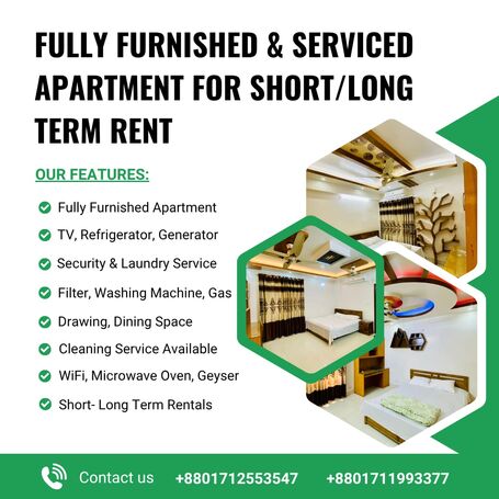 Fully Furnished 2-Room Serviced Apartments in Bashundhara R/A