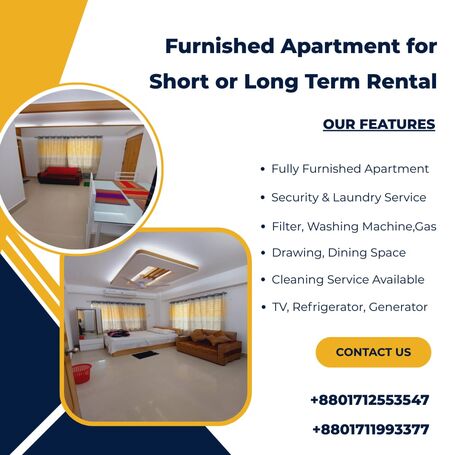 Furnished 2-Bedroom Serviced Apartment for Rent in Bashundhara R/A