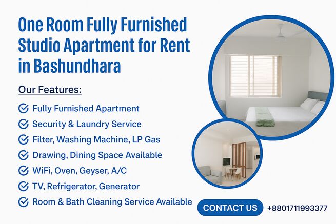 Rent a one-room studio serviced apartment in Bashundhara R/A