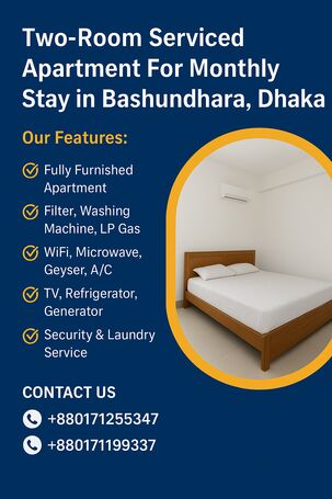 There are two-room furnished serviced apartments