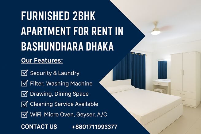 A furnished two-bedroom serviced flat in Bashundhara R/A