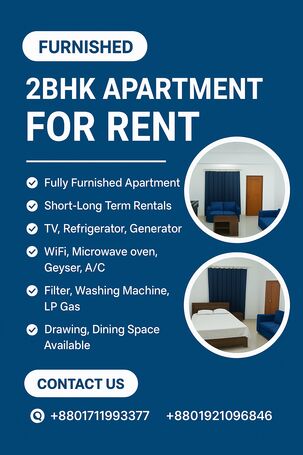 In Baridhara, rent a two-bedroom apartment