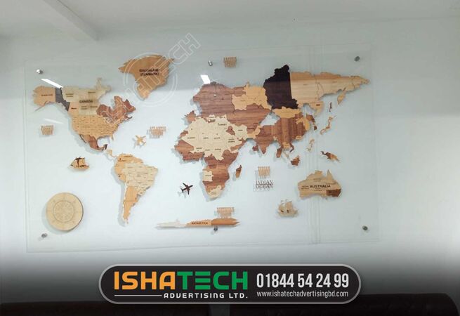 Acrylic Letter World Map. 3D World Map. LED Lighting World Map.