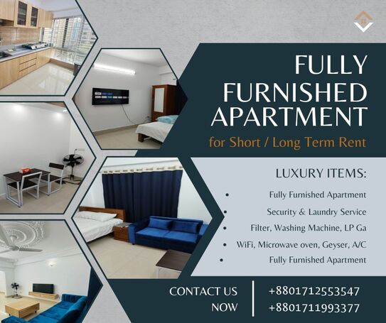 Elegant 3-Bedroom Furnished Apartment for Long-Term Rent in Bashundhara R/A