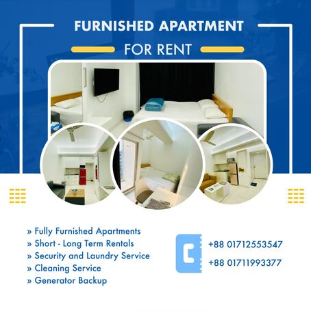 Premium 2-Room Studio Apartment Rent in Bashundhara R/A