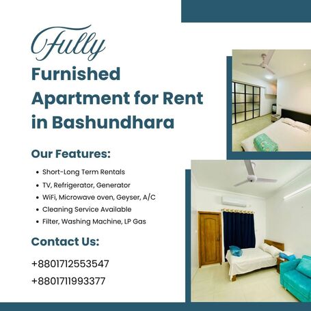 Fully Furnished 2BHK Apartment for Rent – Bashundhara R/A