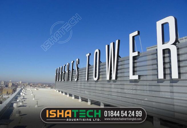 SS letter Steel Nameplate for Business Tower BD.